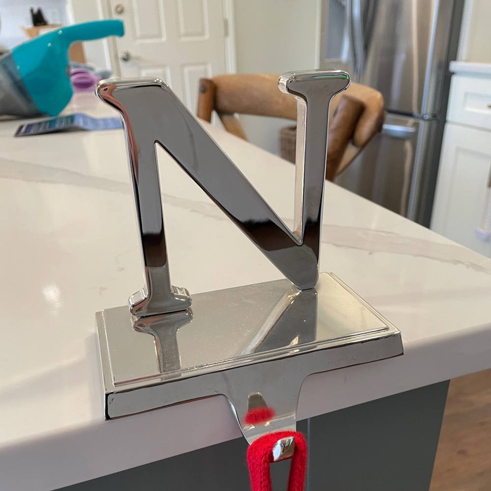 Pottery Barn Silver Initial N Stocking Holder